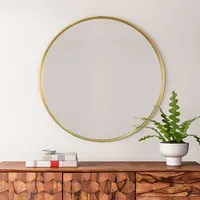 Espejo Redondo Decorativo 71x71 cm Dorado