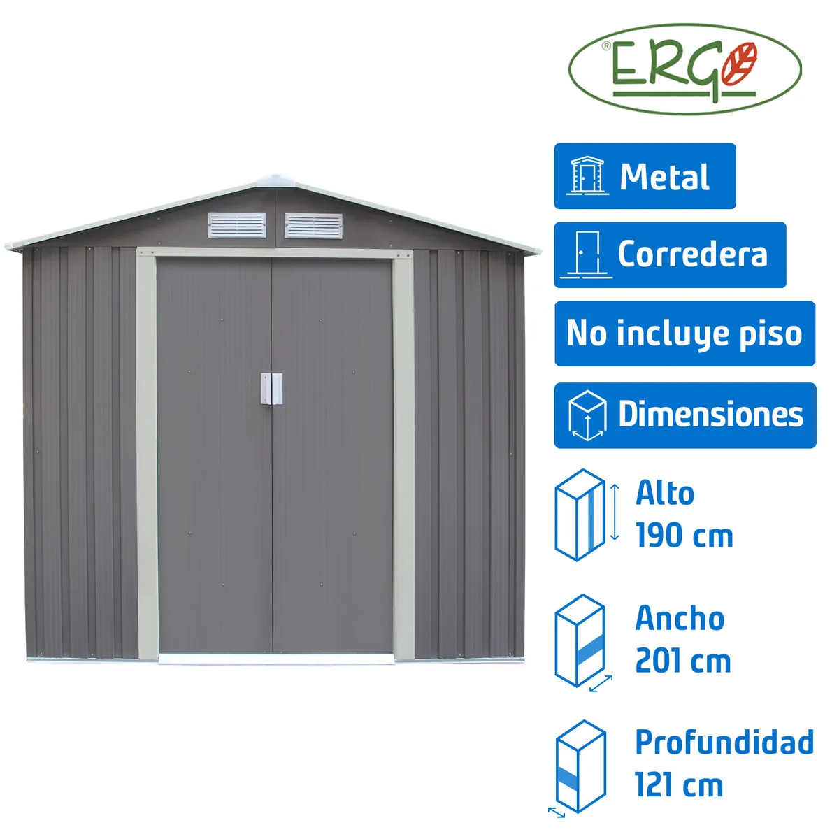 ERGO - Bodega de jardín 201x121x190 cm