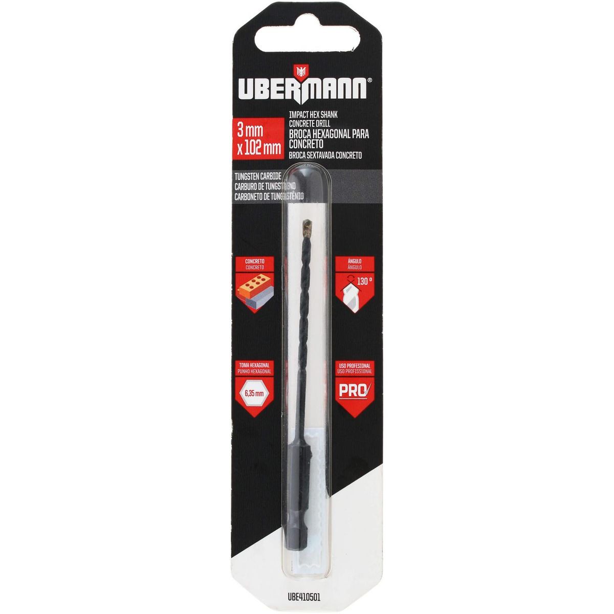 UBERMANN - Broca para concreto 3x102 mm V-Hex