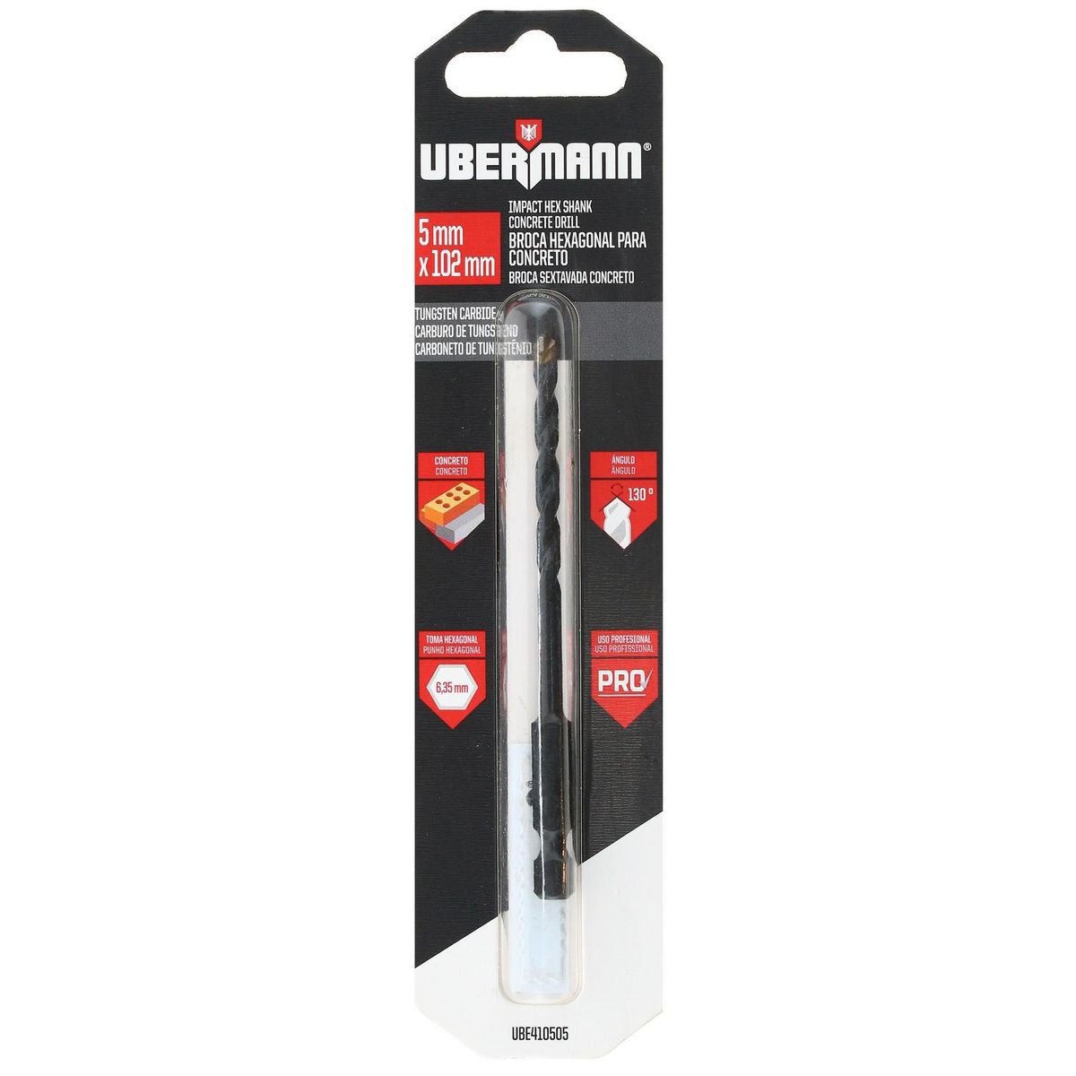 UBERMANN - Broca para concreto 5x102 mm V-Hex