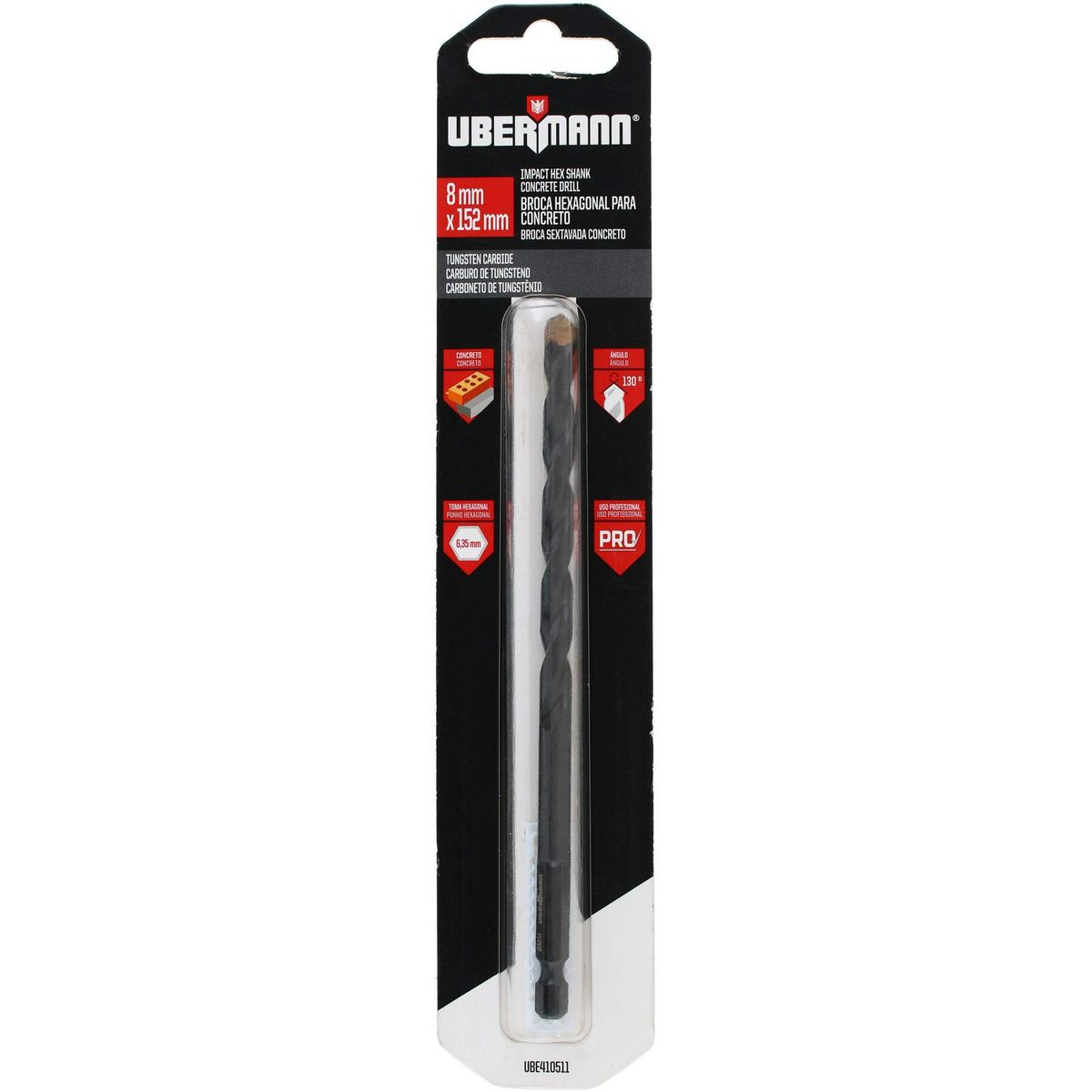 UBERMANN - Broca para concreto 8x152 mm V-Hex