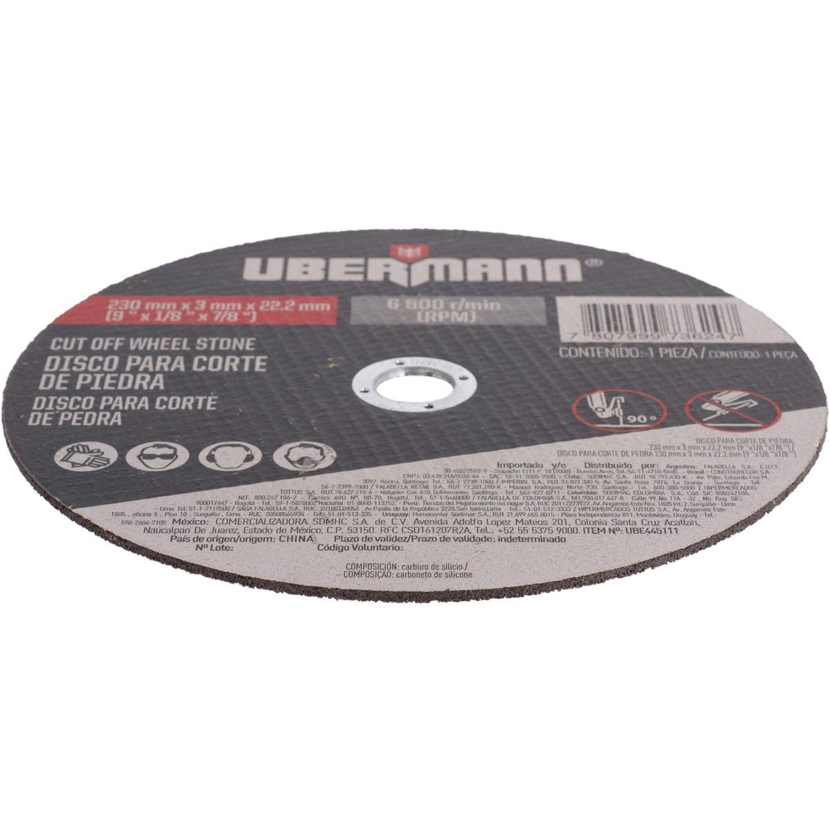 UBERMANN - Disco corte piedra 9X1/8"