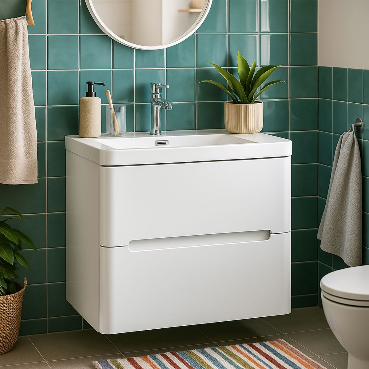 SENSI DACQUA - Kit mueble vanitorio 60 cm blanco