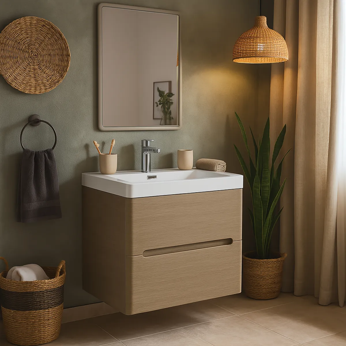 SENSI DACQUA - Kit mueble vanitorio 60 cm taupe