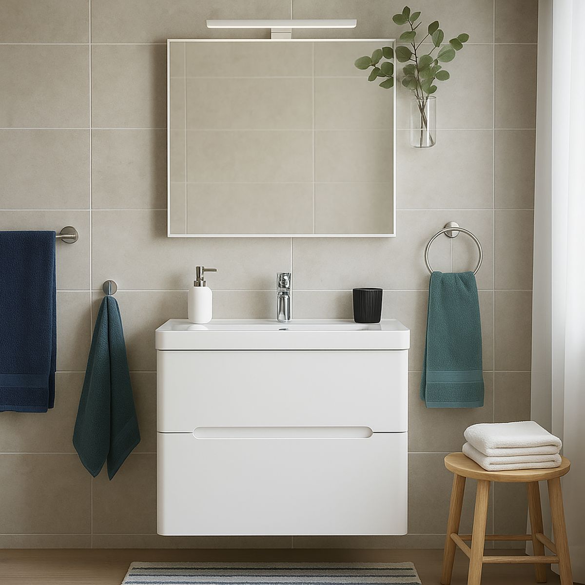 SENSI DACQUA - Kit mueble vanitorio 80 cm blanco