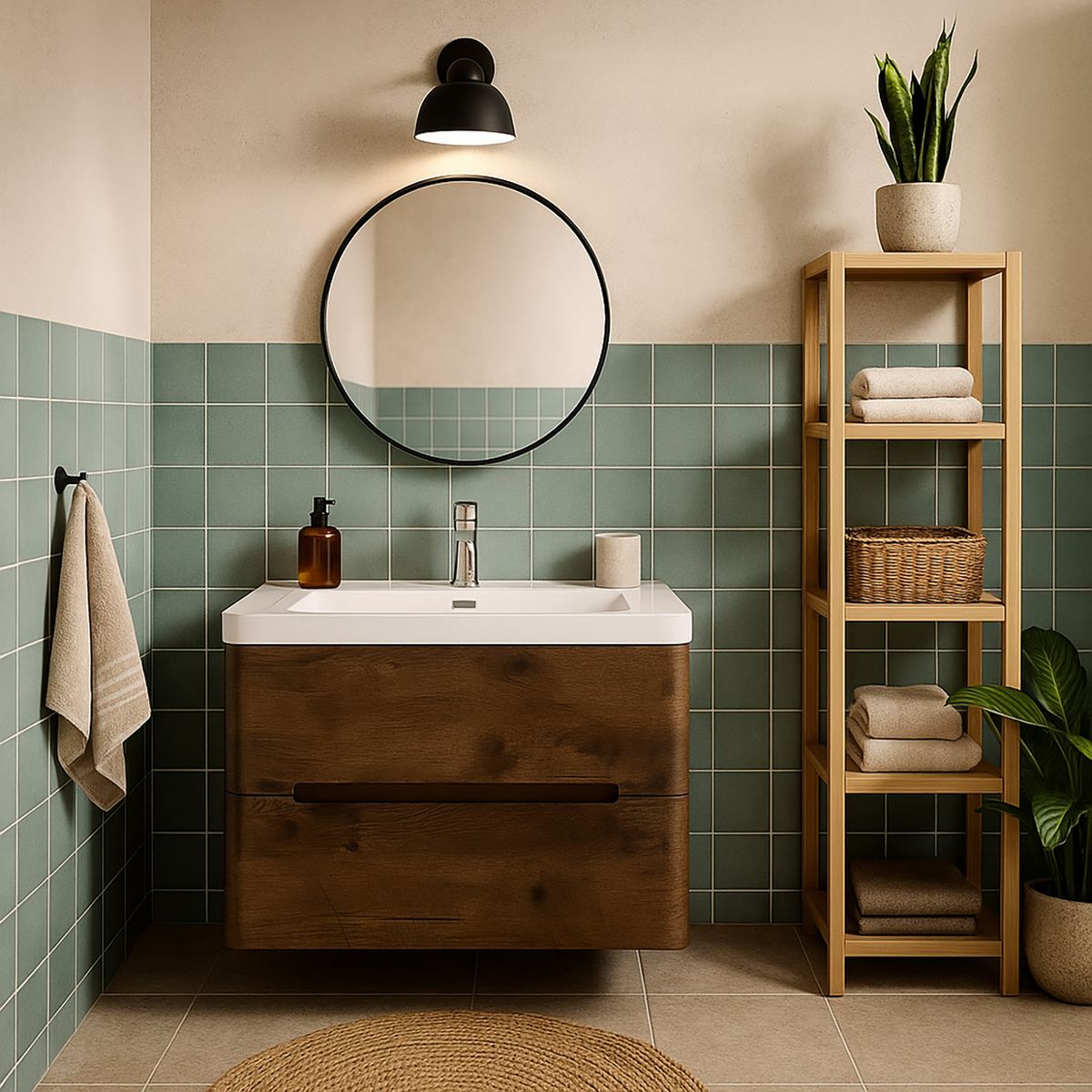 SENSI DACQUA - Kit mueble vanitorio 80 cm chocolate