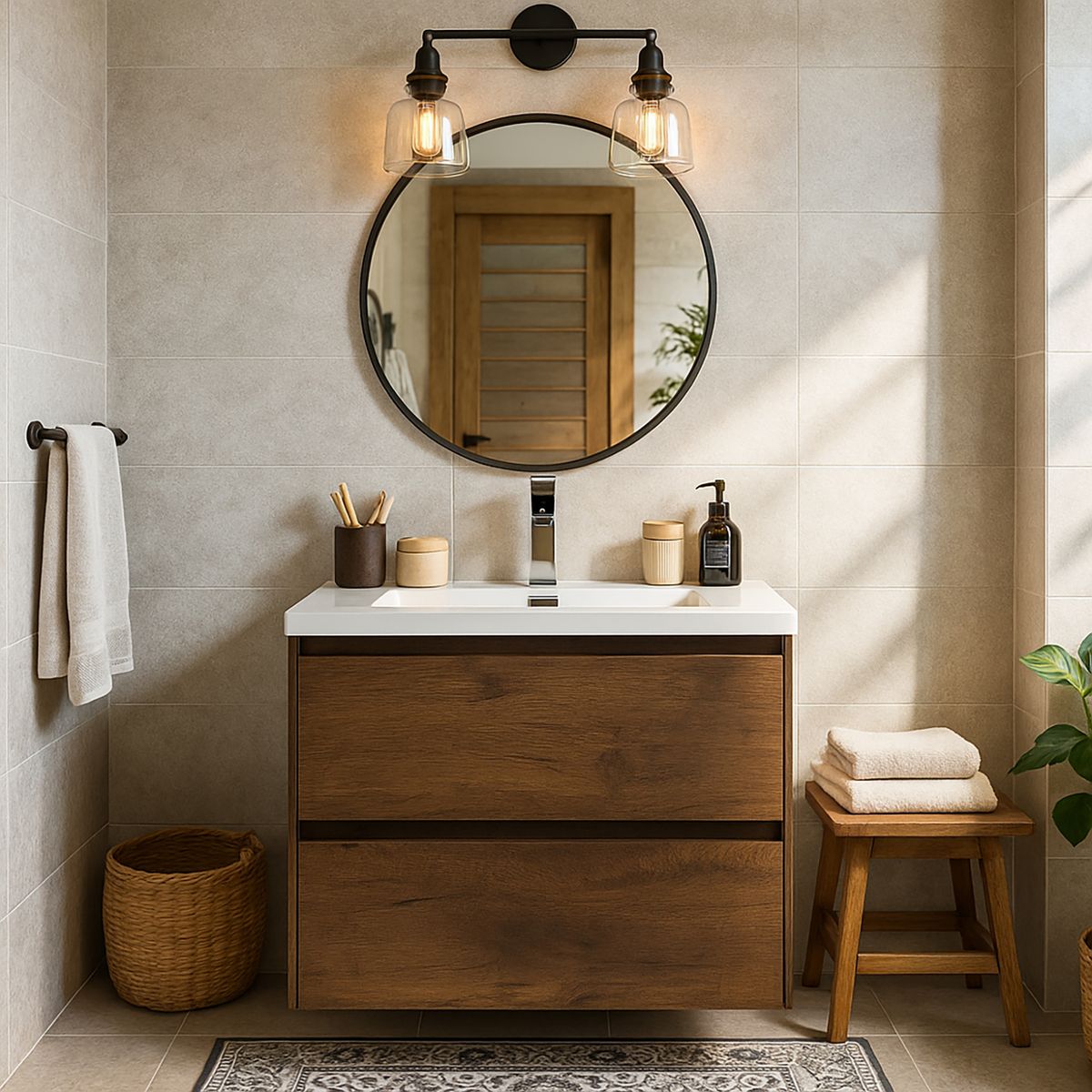 SENSI DACQUA - Kit mueble vanitorio 60 cm chocolate