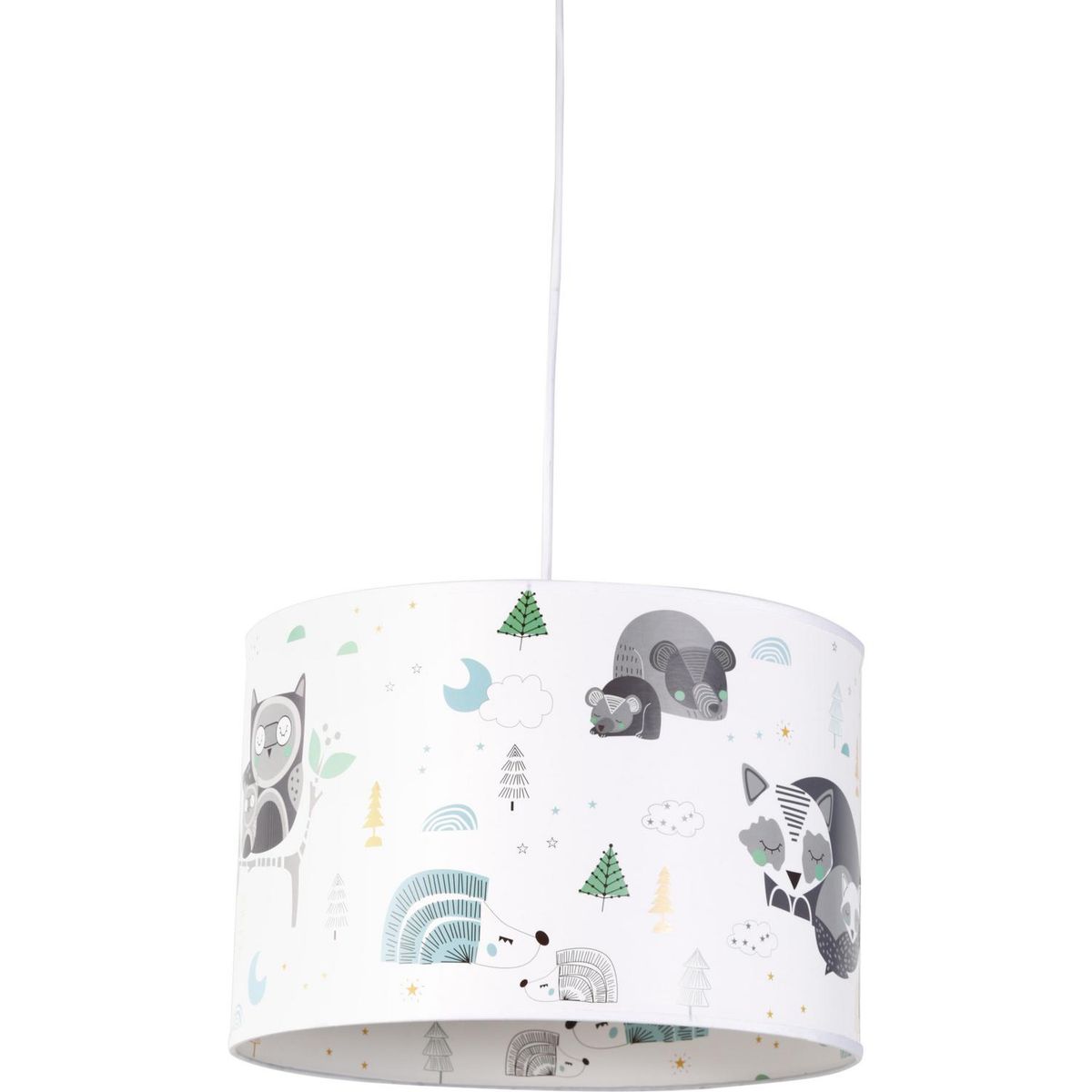 CONCEPT - Lámpara Colgante Familias Animales Tela Blanco