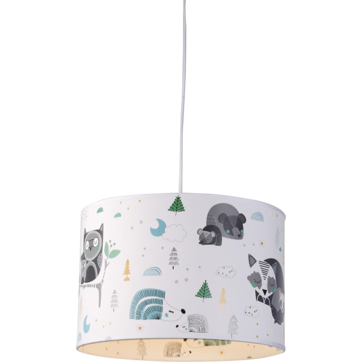 CONCEPT - Lámpara Colgante Familias Animales Tela Blanco