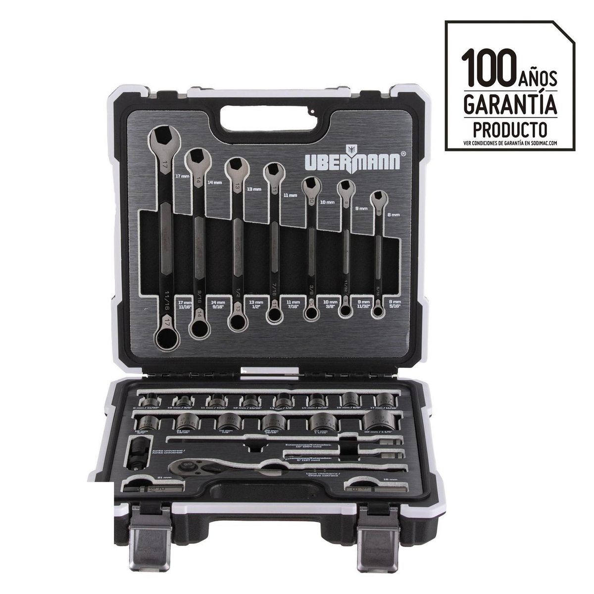 UBERMANN - Set de dados y llaves 1/2" 27 piezas