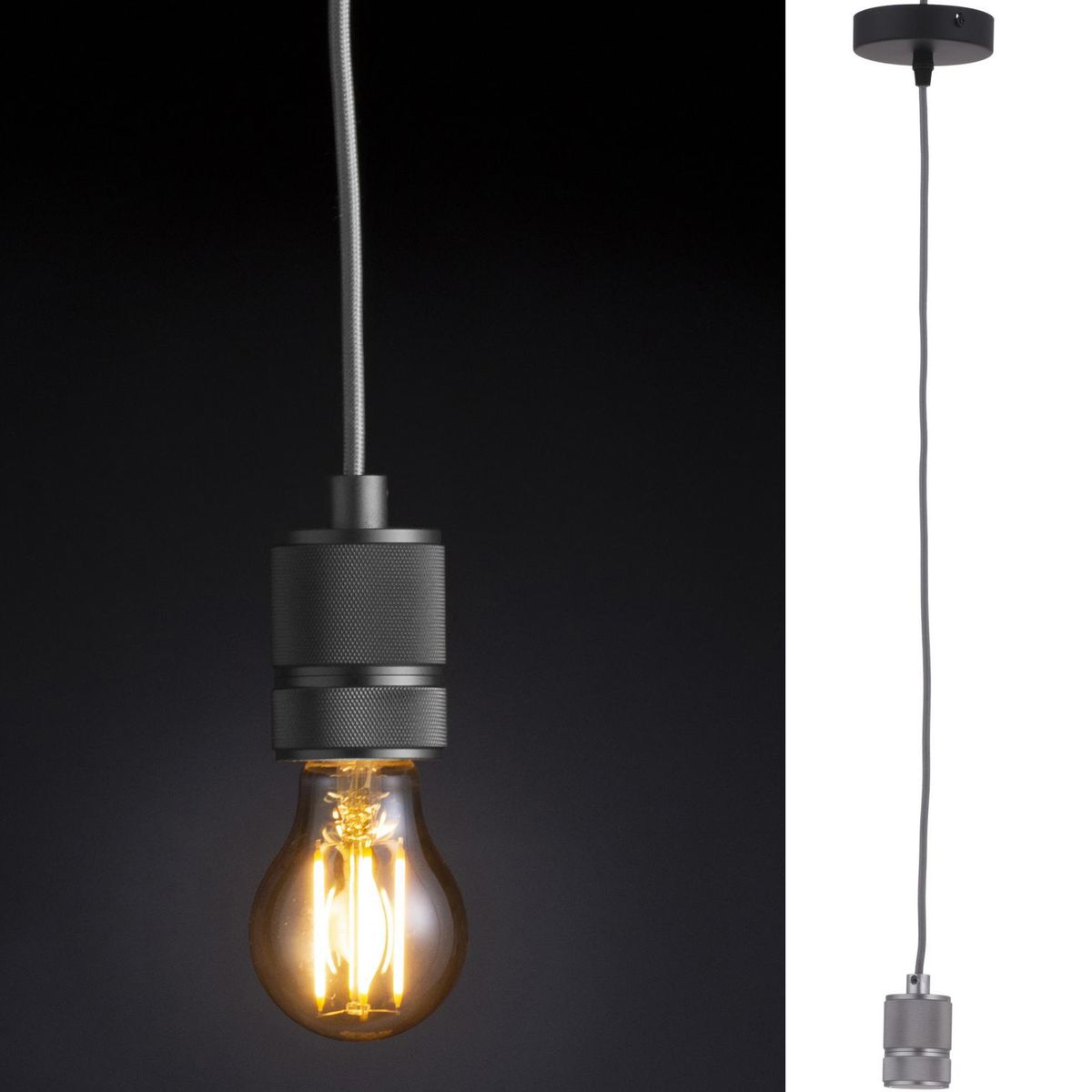 JUST HOME COLLECTION - Lámpara Soquete Decorativa Metal Gris