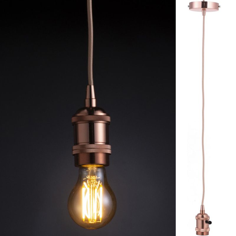 JUST HOME COLLECTION - Soquete Colgante decorativo metal 1 luz E27 rose
