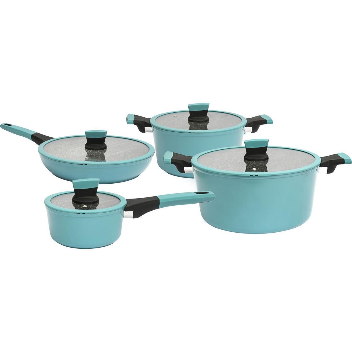 KW KITCHENWARE - Batería de Cocina 8 Piezas Aluminio Soho Azul