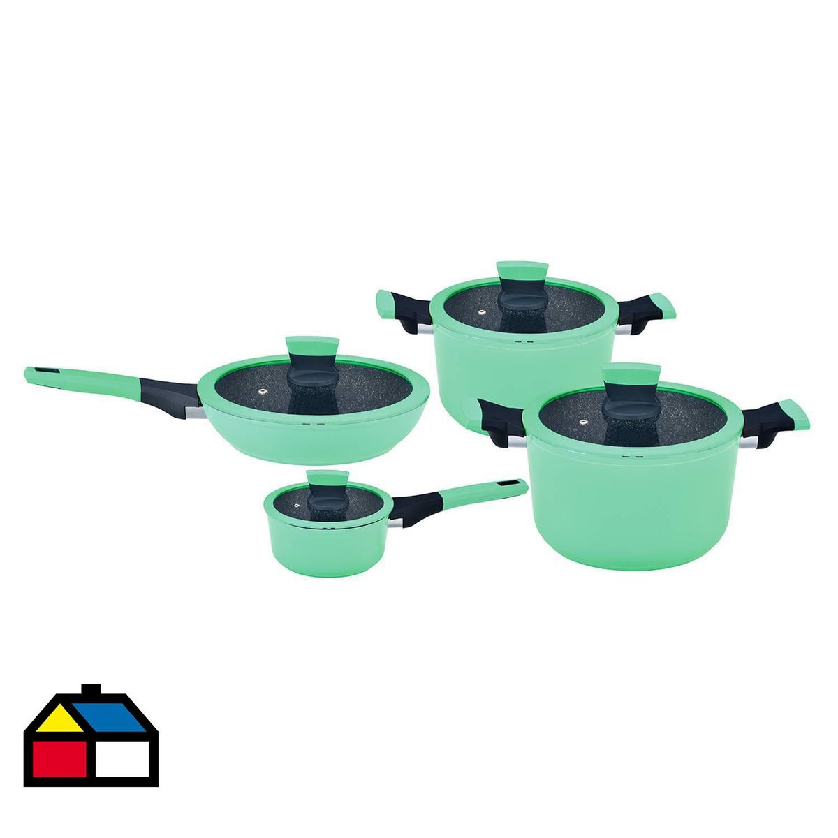 KW KITCHENWARE - Batería de Cocina 8 Piezas Acero inoxidable Soho Verde