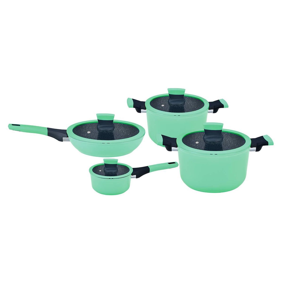 KW KITCHENWARE - Batería de Cocina 8 Piezas Acero inoxidable Soho Verde