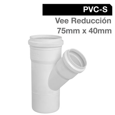 Vee Reduccin PVC-S Bco c/goma 75mm x 40mm Blanco 1u