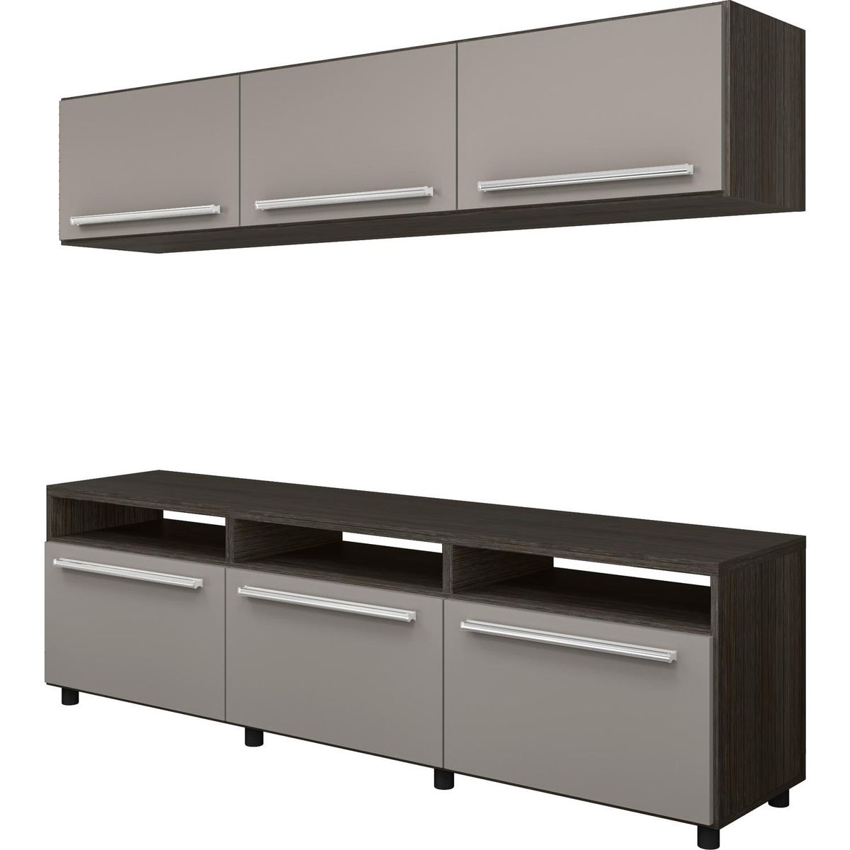 Rack de TV + Repisa 40x180x180 cm Café/Gris, marca HOME GREEN - Foto Principal