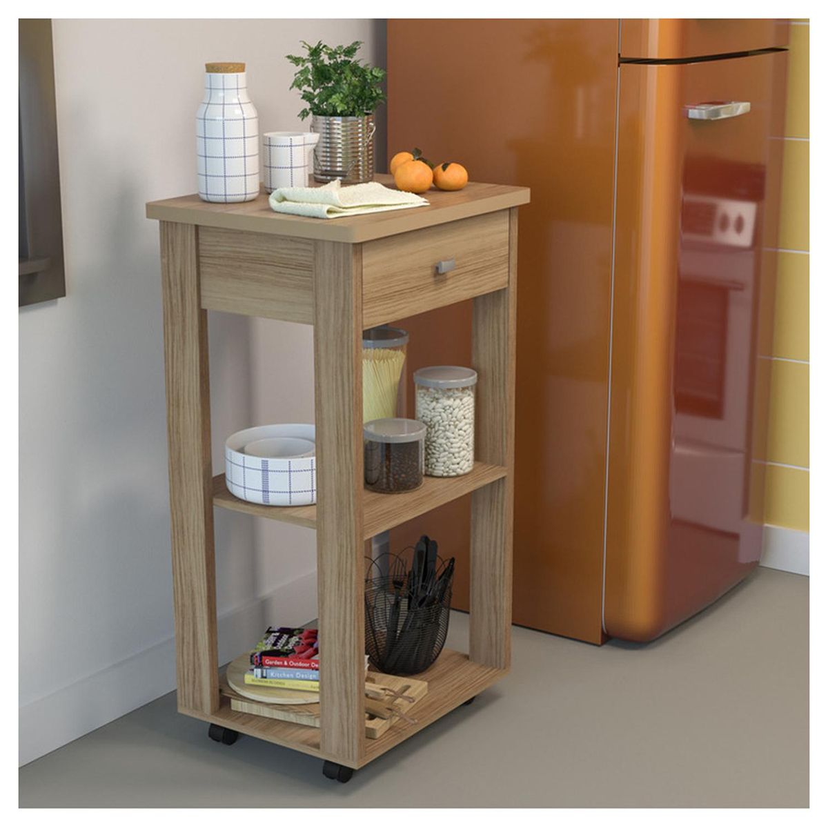 HOME GREEN - Carro Organizador 54x99.5x45 cm Madera