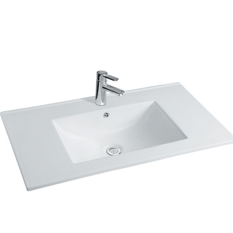 Lavamanos Forma Cuadrada Loza 60x18x46 cm Blanco