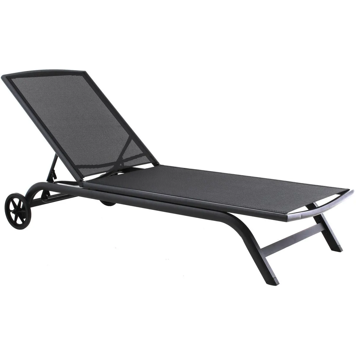 JUST HOME COLLECTION - Reposera con Ruedas 4 posiciones Textileno Negro