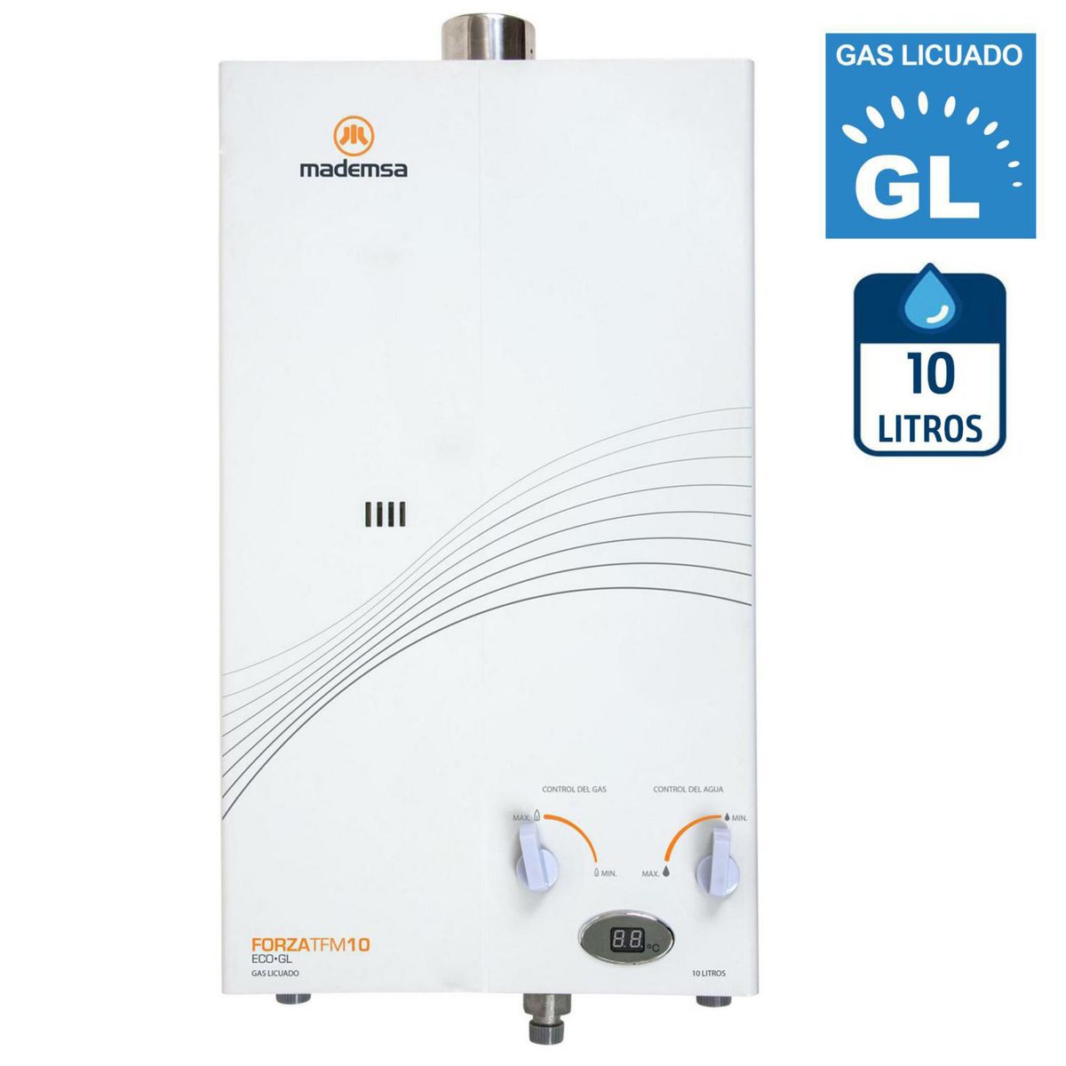 MADEMSA - Calefont Gas Licuado 10 Litros Tiro Forzado 