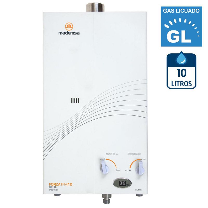 MADEMSA - Calefont Gas Licuado 10 Litros Tiro Forzado