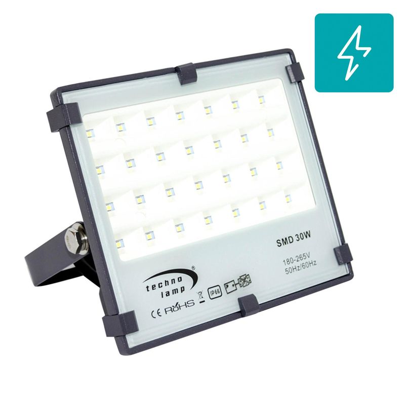 TECHNOLAMP - Proyector de área led 30w 5000k 3000lm ip66 ik10 dl