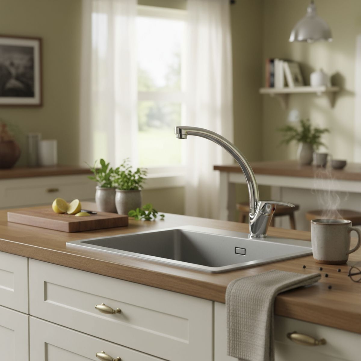 TEBISA - Monomando para Lavaplatos Caño Fundido Cromado