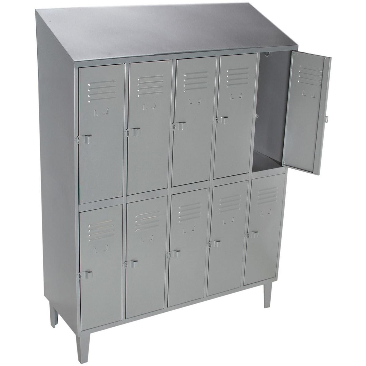 MOVILOCKERS - Locker Techo Inclinado 5 Cuerpos 10 Puerta(s) 137x190x50 cm Gris