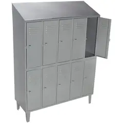 MOVILOCKERS - Locker Techo Inclinado 5 Cuerpos 10 Puerta(s) 137x190x50 cm Gris