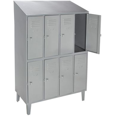 Lockers techo inclinado 4 cuerpos 8 puertas
