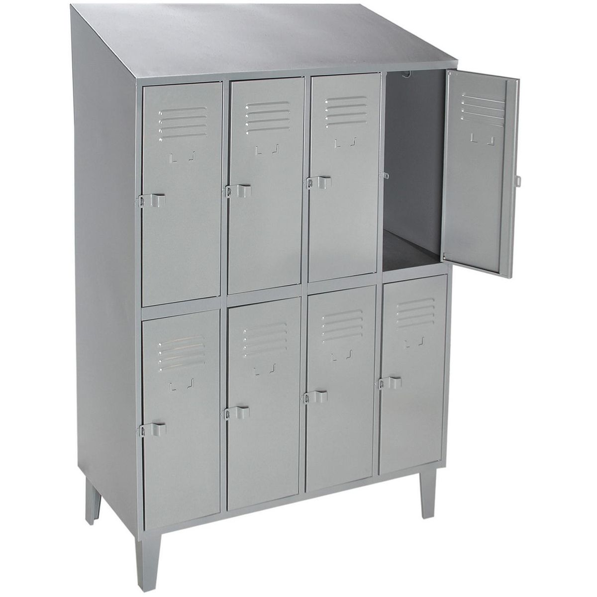 MOVILOCKERS - Locker Techo Inclinado 4 Cuerpos 8 Puerta(s) 110x190x50 cm Gris