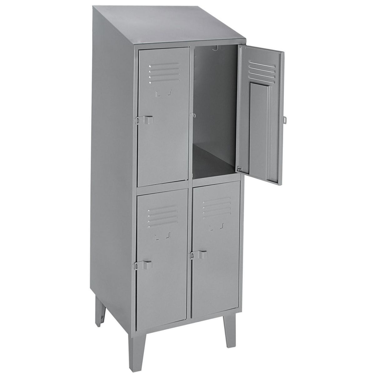 MOVILOCKERS - Locker Techo Inclinado 2 Cuerpos 4 Puerta(s) 57x190x50 cm Gris