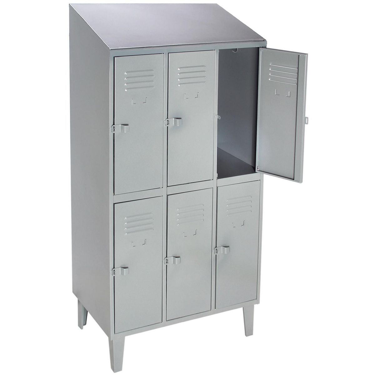 MOVILOCKERS - Locker Techo Inclinado 3 Cuerpos 6 Puerta(s) 83x190x50 cm Gris