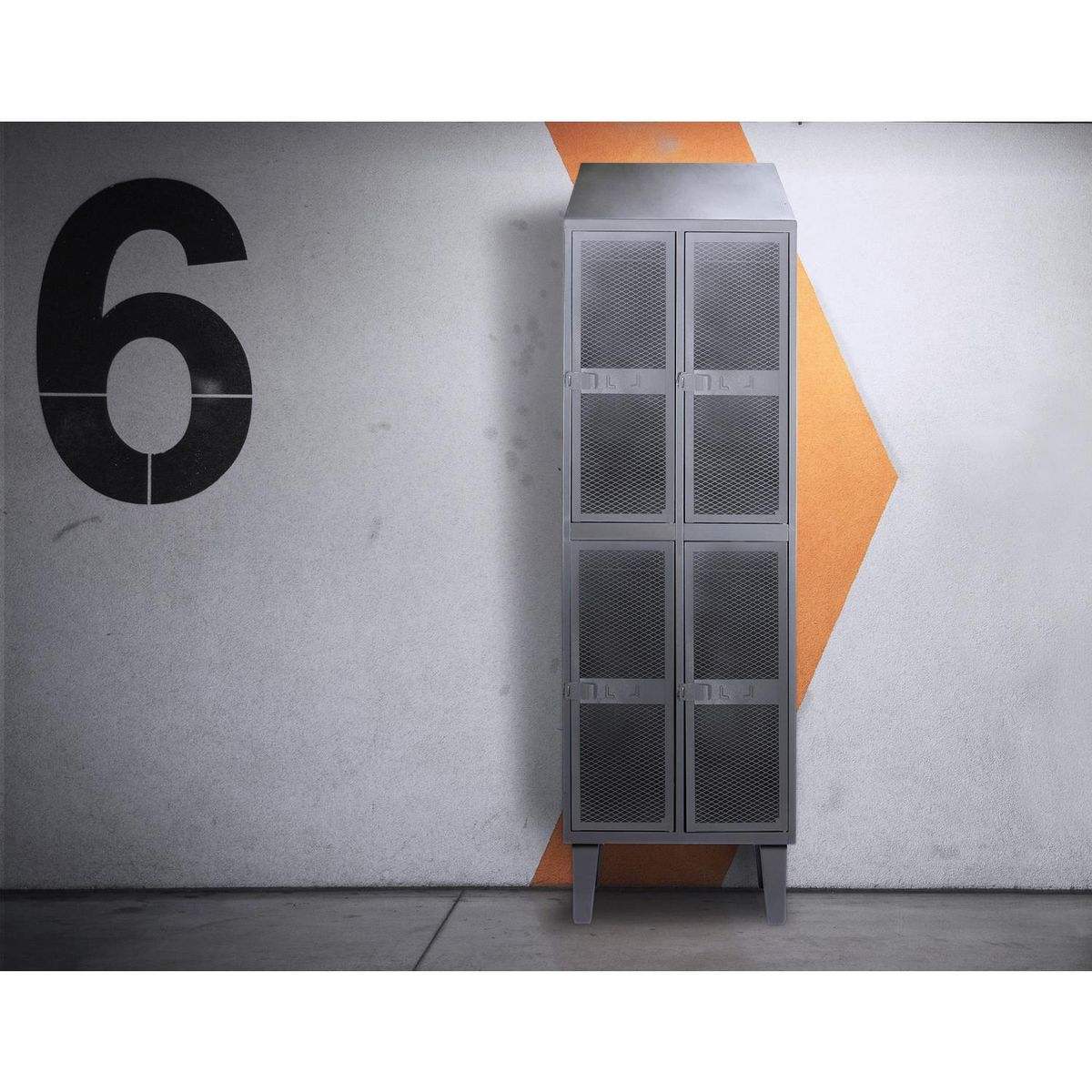 MOVILOCKERS - Locker Puerta Malla y Techo Inclinado 2 Cuerpos 4 Puerta(s) 57x190x50 cm Gris