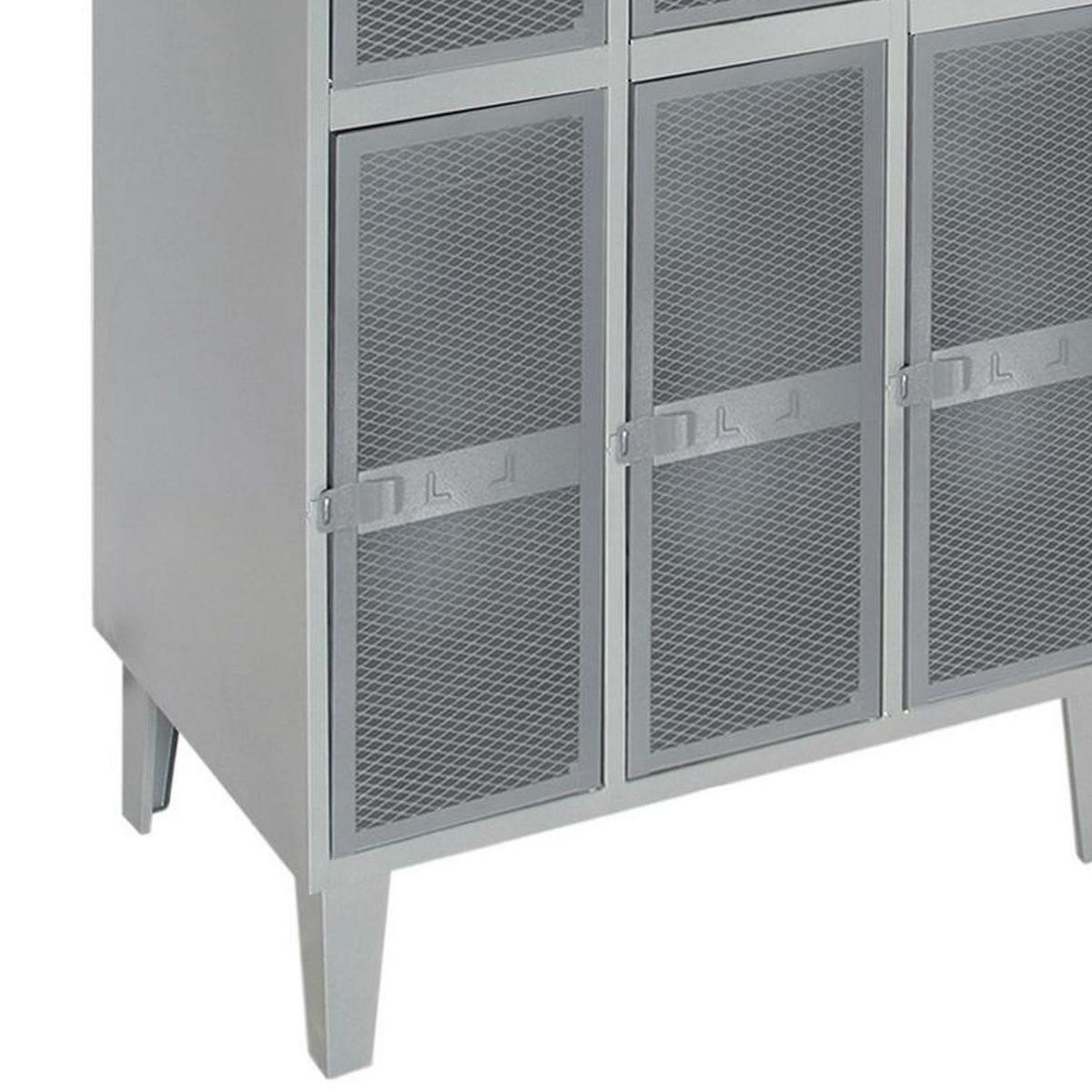 MOVILOCKERS - Locker Puerta Malla y Techo Inclinado 3 Cuerpos 6 Puerta(s) 83x190x50 cm Gris
