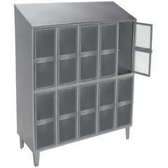 MOVILOCKERS - Locker Puerta Malla y Techo Inclinado 5 Cuerpos 10 Puerta(s) 137x190x50 cm Gris
