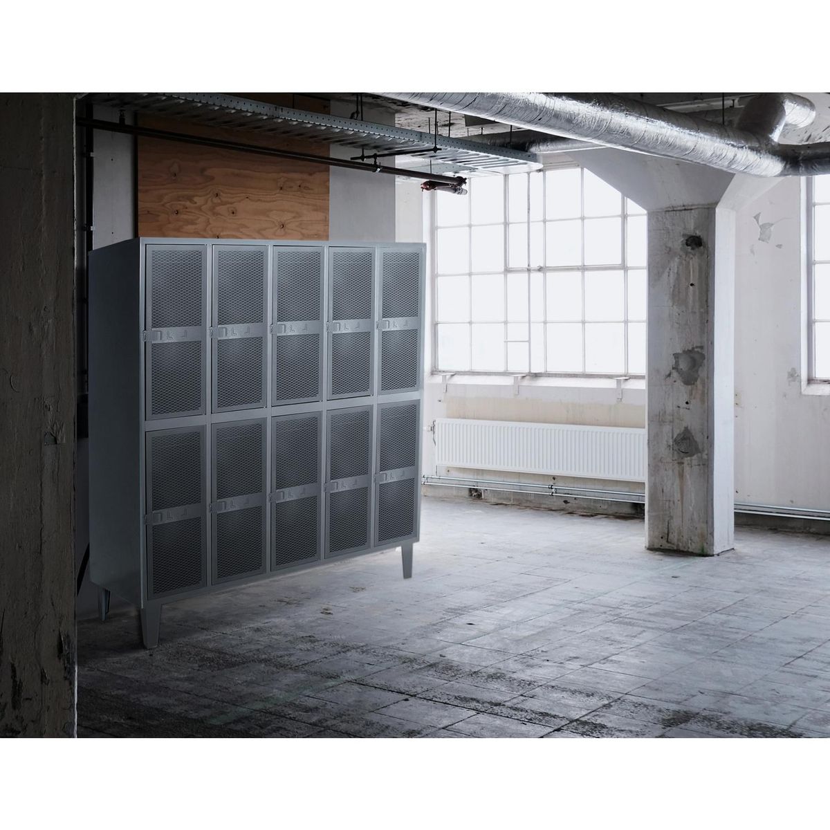 MOVILOCKERS - Locker Puerta Malla 5 Cuerpos 10 Puerta(s) 137x170x50 cm Gris