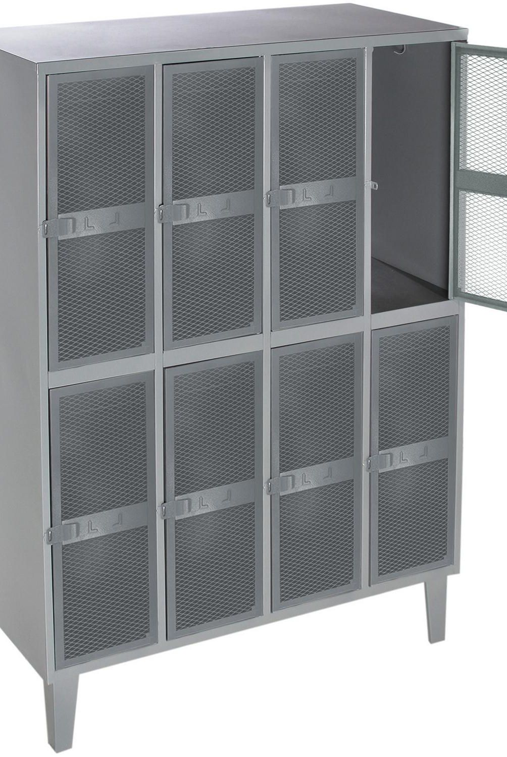 MOVILOCKERS - Locker Puerta Malla 4 Cuerpos 8 Puerta(s) 110x170x50 cm Gris