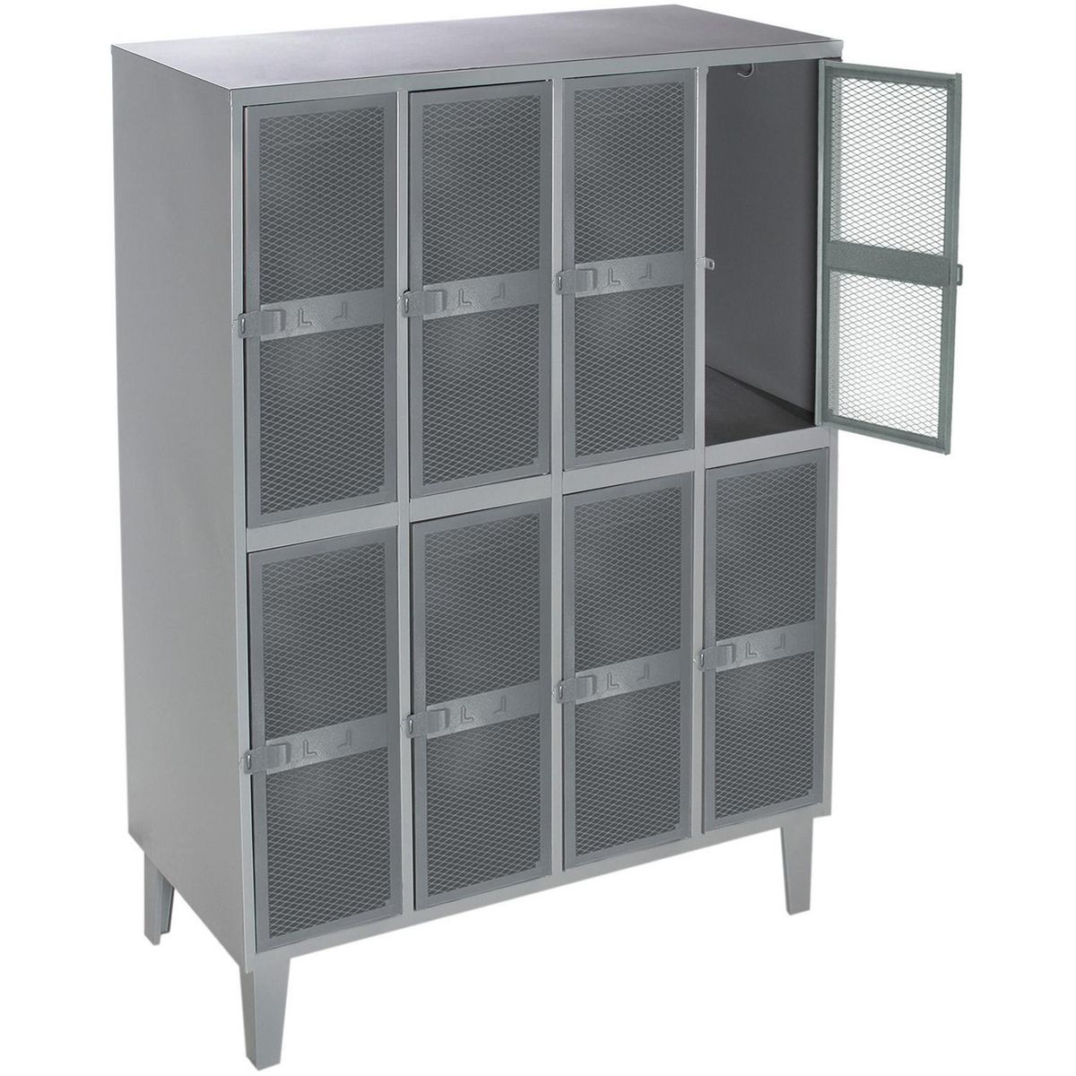 MOVILOCKERS - Locker Puerta Malla 4 Cuerpos 8 Puerta(s) 110x170x50 cm Gris