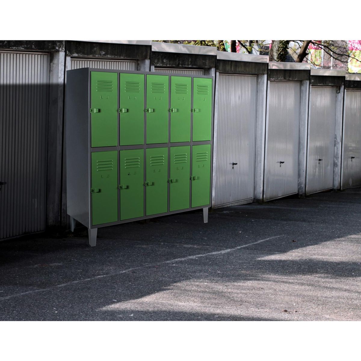 MOVILOCKERS - Locker 5 Cuerpos 10 Puerta(s) 137x170x50 cm Gris/Verde
