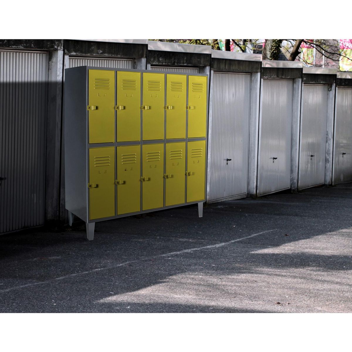 MOVILOCKERS - Locker 5 Cuerpos 10 Puerta(s) 137x170x50 cm Gris/Amarillo