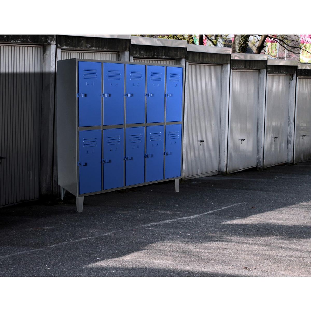 MOVILOCKERS - Locker 5 Cuerpos 10 Puerta(s) 137x170x50 cm Gris/Azul