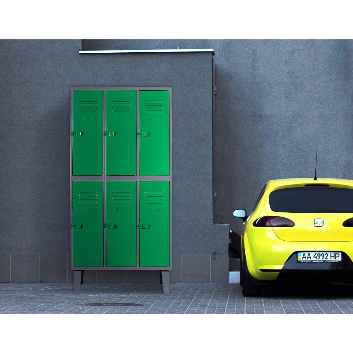MOVILOCKERS - Locker 3 Cuerpos 6 Puerta(s) 83x170x50 cm Gris/Verde