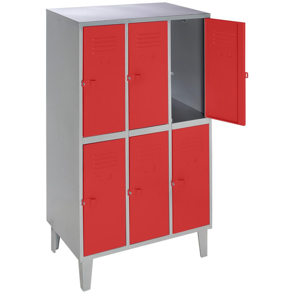 MOVILOCKERS - Locker 3 Cuerpos 6 Puerta(s) 83x170x50 cm Gris/Rojo