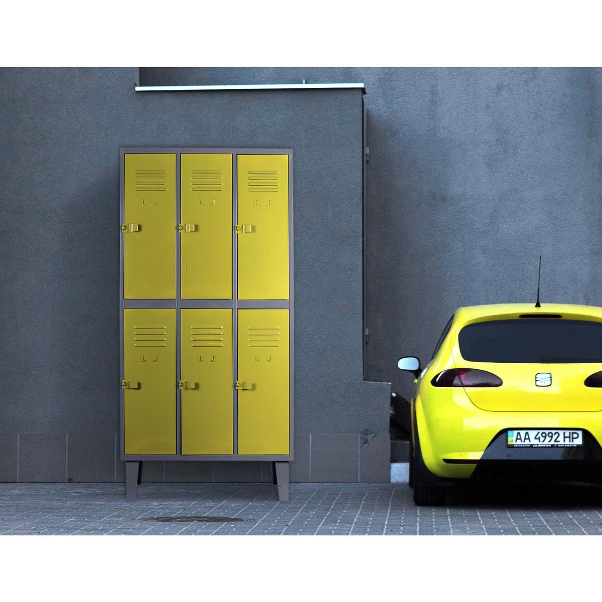MOVILOCKERS - Locker 3 Cuerpos 6 Puerta(s) 83x170x50 cm Gris/Amarillo