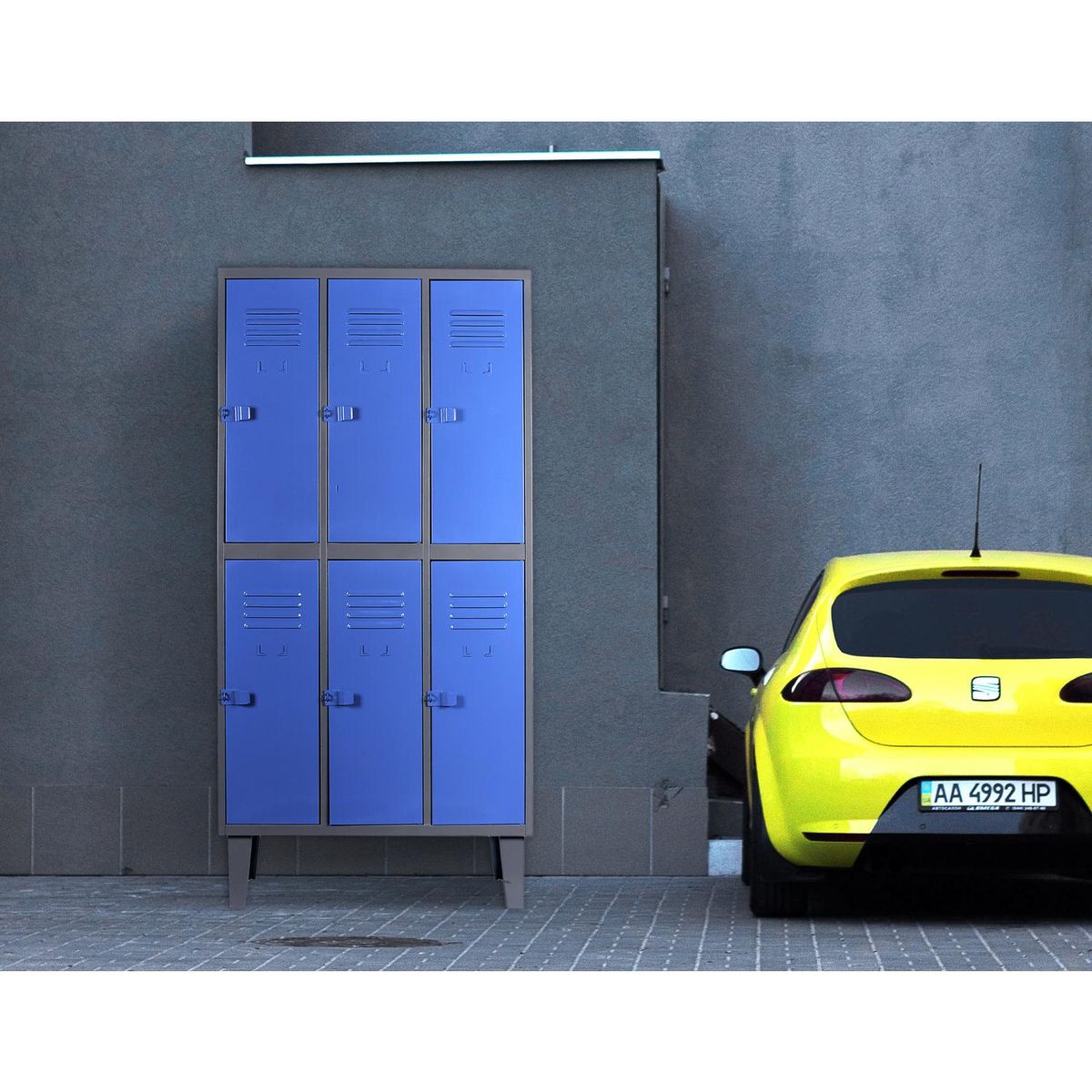 MOVILOCKERS - Locker 3 Cuerpos 6 Puerta(s) 83x170x50 cm Gris/Azul