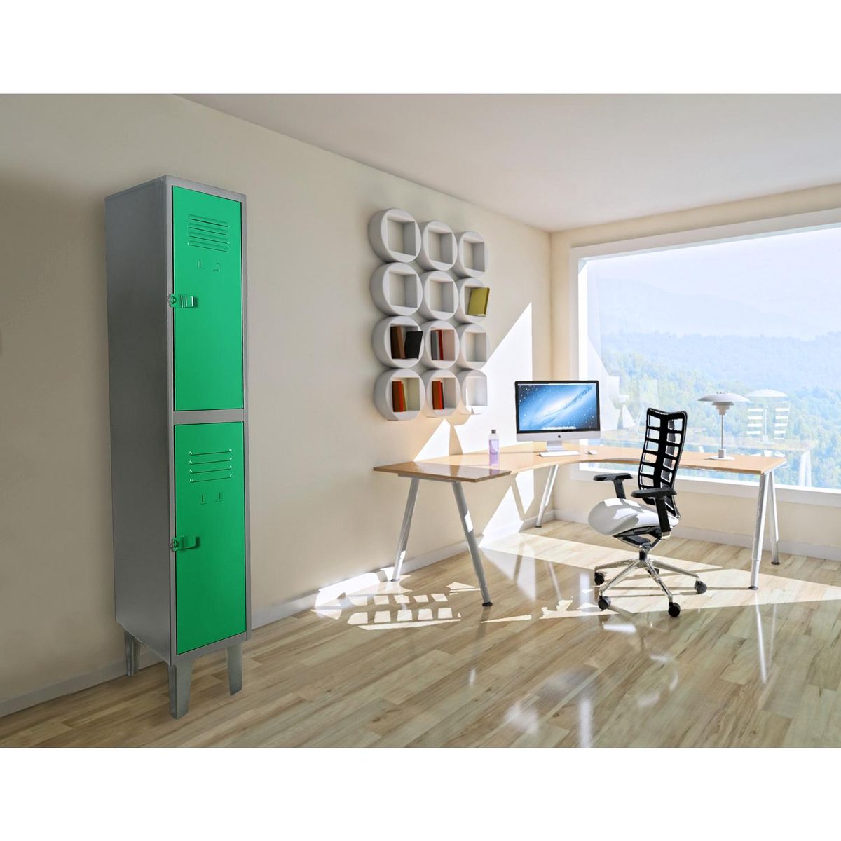 MOVILOCKERS - Locker 1 Cuerpo 2 Puerta(s) 31x170x50 cm Gris/Verde