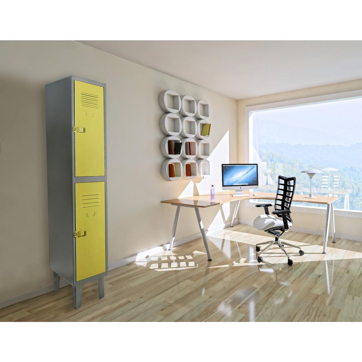 MOVILOCKERS - Locker 1 Cuerpo 2 Puerta(s) 31x170x50 cm Gris/Azul