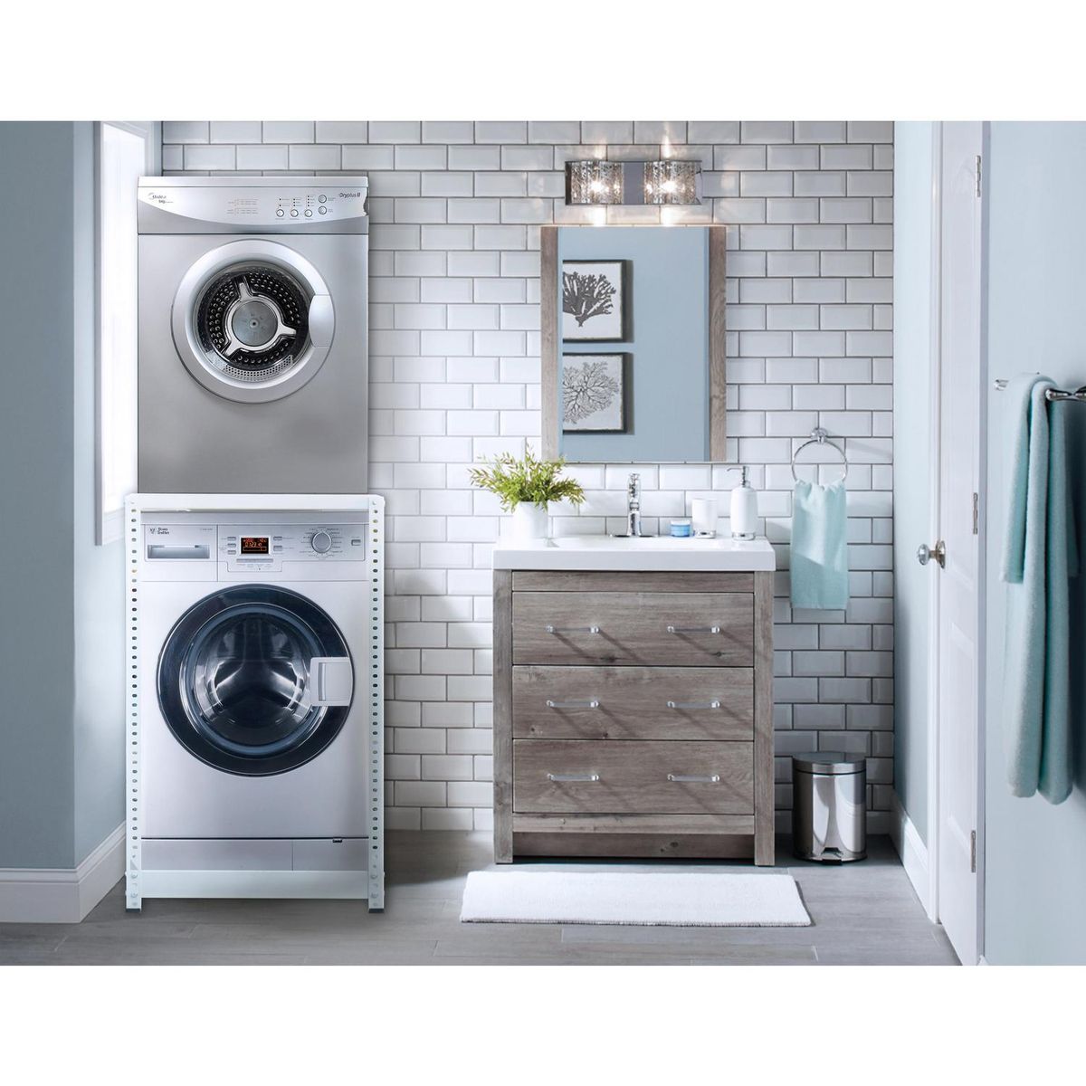 MOVILOCKERS - Estantería Metálica para Lavadora y Secadora Acero 1 Nivel(es) 72x96x72 cm Gris